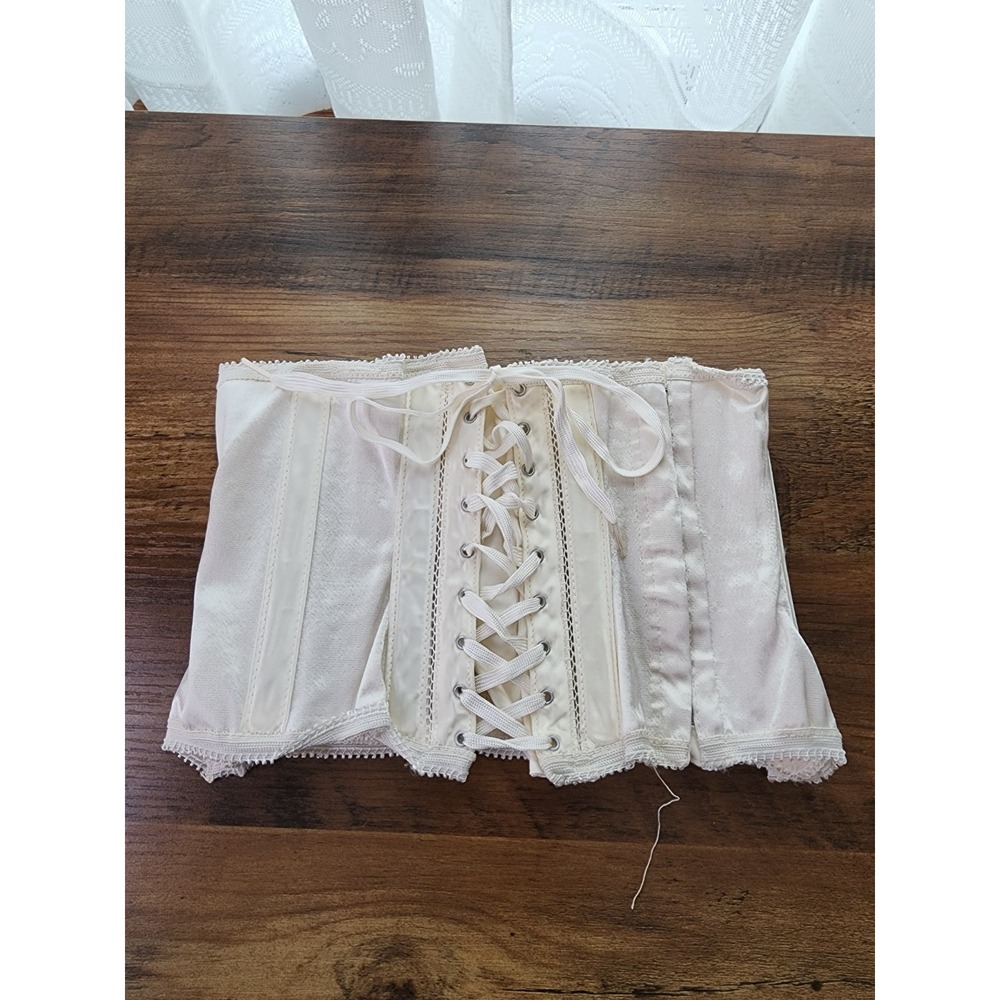Vintage Warners Cinch Corset Waist Trainer 26" USA Made Steampunk Lace Up White